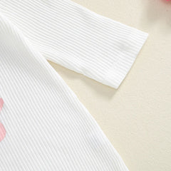 Baby Girls 0–18M Autumn Letter Romper with Hat – Long Sleeve Crew Neck