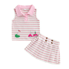 Baby Girl Tank Top & Pleated Skirt Golf Outfit Set
