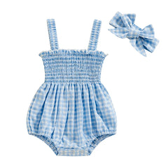 Baby Girl Summer Floral Plaid Onesie