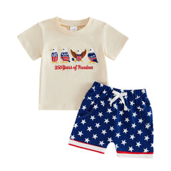 Baby Boys Bird Letter Embroidery 4th of July Outfits