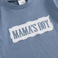 Baby Boy Short Sleeve Round Neck Letter Embroidery Romper