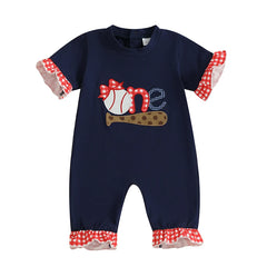 Baby Girl Baseball Romper | Cute Birthday Outfit