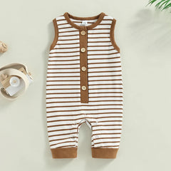 Unisex Infant Sleeveless Stripe Romper