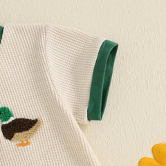 Newborn Baby Boy Duck Embroidery Onesie