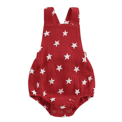 Baby Girls Boys Romper Sleeveless Stars Print Summer Bodysuit Overalls 4th of July Clothing