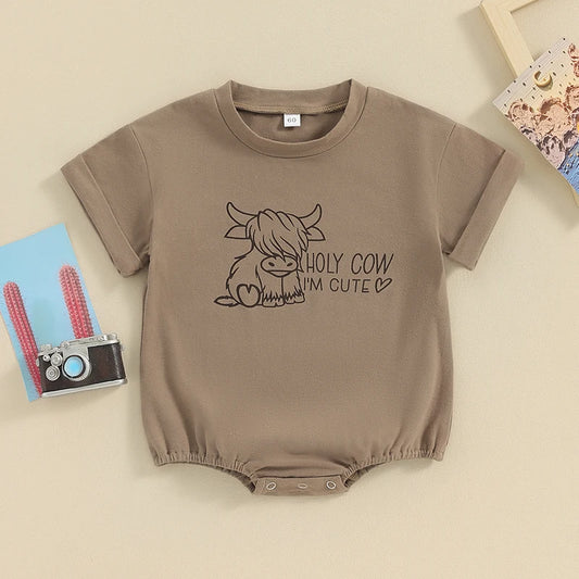 Baby Boy Western Cow Print Baby Romper