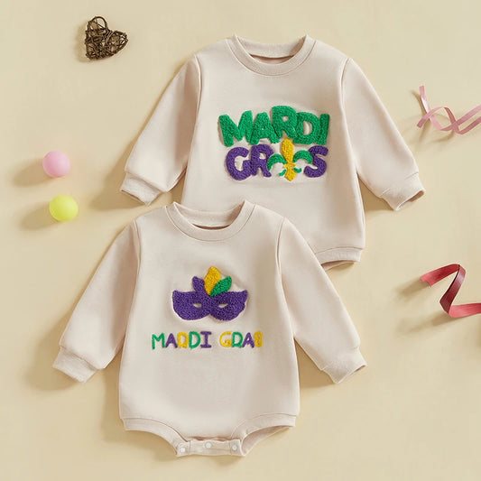 Baby Unisex Carnival Letter Embroidery Long-Sleeve Onesie
