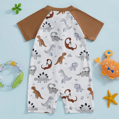 Baby Boy Dino Print Rash Guard Swimsuit