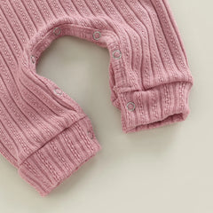 0-18M Unisex Baby Long Sleeve, O-Neck Jumpsuit, 4 Solid Colors Autumn Romper