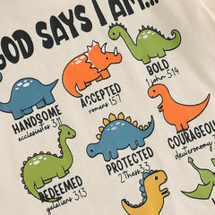 Toddler Boy Dinosaur Print Short Sleeve Tee & Solid Shorts Summer Set
