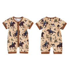 Baby Boy Western Horse Print Romper