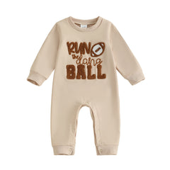 Newborn Baby Boy Fall Rugby Letter Embroidery Romper