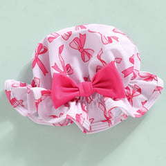 Baby Girl Watermelon Print Swimsuit With Hat
