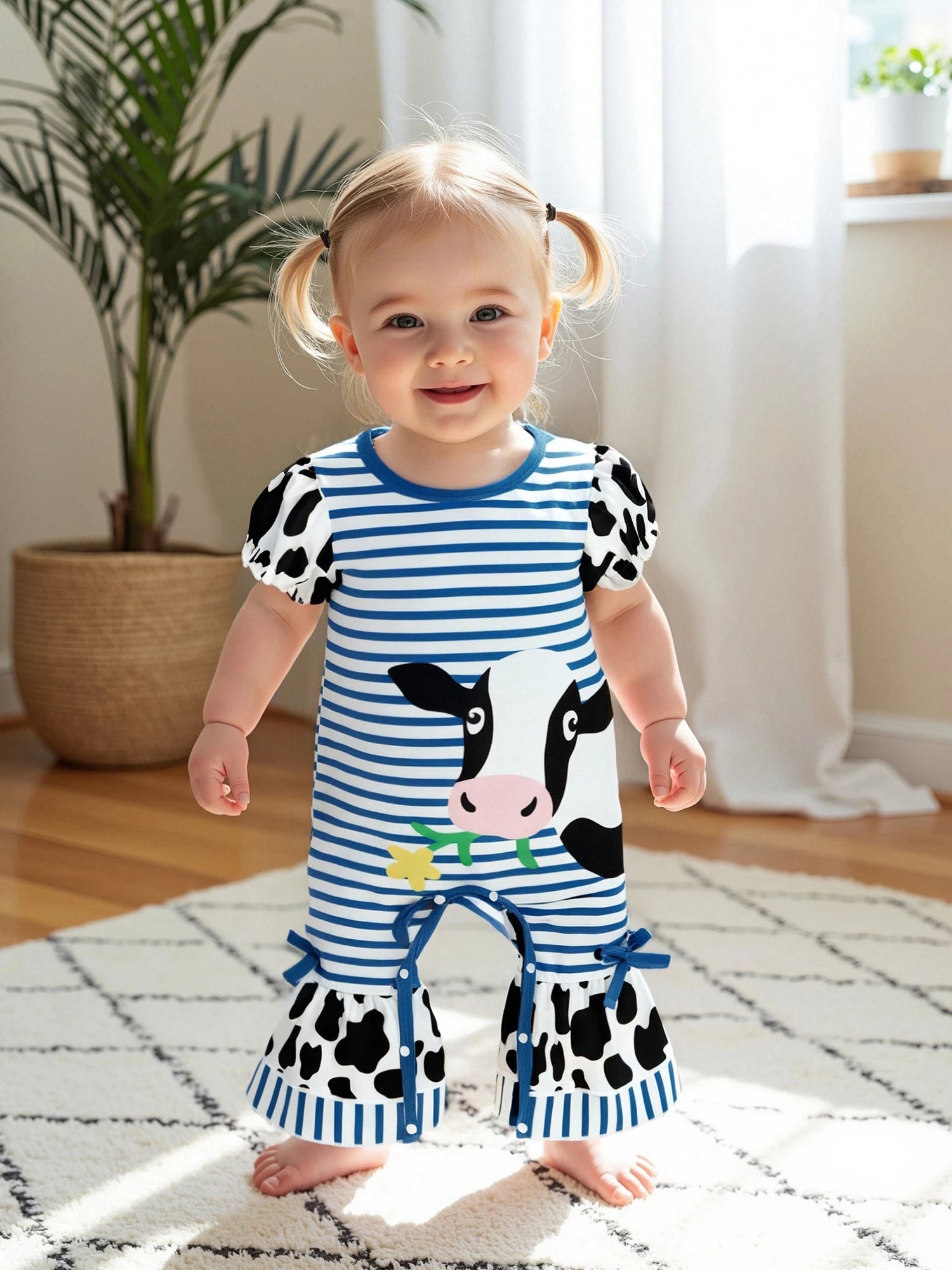 Cow Print Baby Girl Romper | Soft & Stylish Jumpsuit