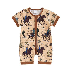 Baby Boy Western Horse Print Romper