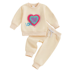 12M - 3T Toddler Girls Valentine's Day Letter Heart Embroidery Set