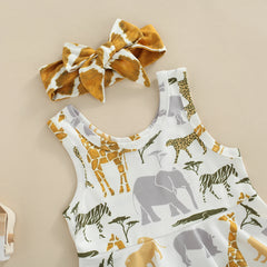 6M - 24M Baby Girls Animal Print Ruffle Outfit Set