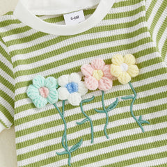 Baby Girl Striped Flower Top & Shorts Set