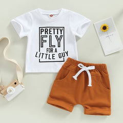 Baby Boy Toddler Letter Tee & Drawstring Shorts Summer Set