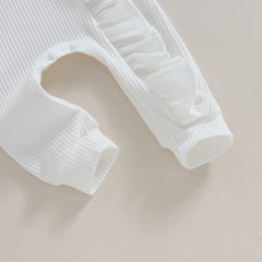 Newborn Baby Girl Ruffle Long Sleeve Zipper Romper