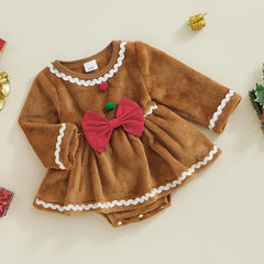 Girls Baby Christmas Gingerbread Jumpsuit Romper