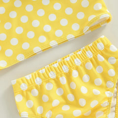 0-3Years Kid Girls 2pcs Swimsuit Sleeveless Dot / Cup Cake Print Tops Summer Beach Shorts