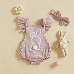Baby Girls Floral Print Ruffle Onesie with Matching Headband Set