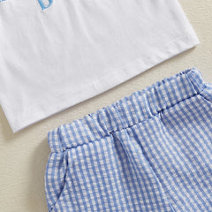 Boy Printed Tee & Elastic Waist Shorts Summer Set