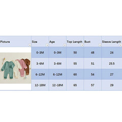 0–18M Unisex Baby Solid Color, Long Sleeve, Button-Up Romper