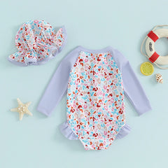 Baby Girls Floral Print Bathing Suit Set