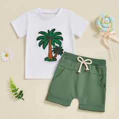 Toddler Boy Excavator Summer Outfit Set | Comfy Tummies