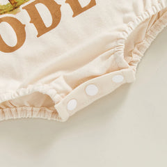 Unisex Letter Riding Horse Print Short Sleeve Infant Onesie