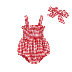 Baby Girl Summer Floral Plaid Onesie