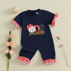 Baby Girl Baseball Romper | Cute Birthday Outfit