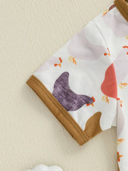 Baby Chicken Print Romper | Summer Jumpsuit