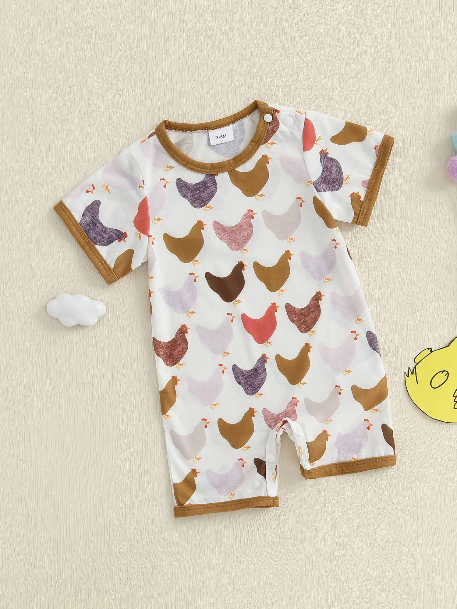 Baby Chicken Print Romper | Summer Jumpsuit
