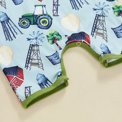 Baby Boys Short Sleeve Lapel Western Elements Romper