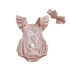 Baby Girls Floral Print Ruffle Onesie with Matching Headband Set