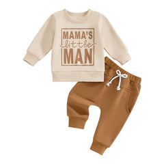 Baby Boy Letter Print Sweatshirt & Comfy Elastic Pants Fall Outfit