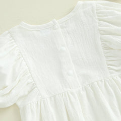 Baby Girl Solid Color Short Sleeve Onesie with Headband