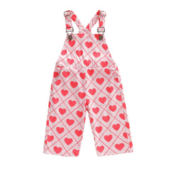 Baby Girl Valentines Day Heart Print Overalls