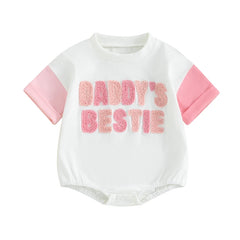 Newborn Daddy's Girl Embroidery Short Sleeve Father Gift Onesie