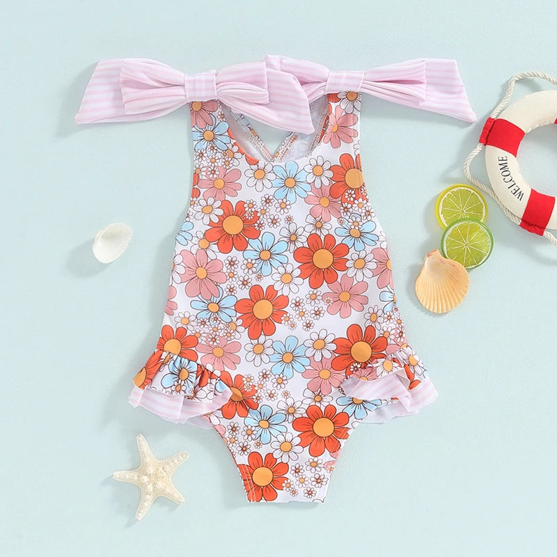 Floral Baby Girl Swimsuit with Ruffles | Summer Ready