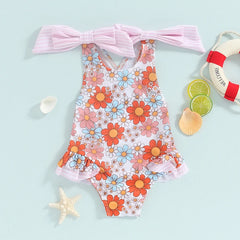 Floral Baby Girl Swimsuit with Ruffles | Summer Ready
