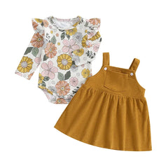 Baby Girl Floral Romper | Overall Dress Set