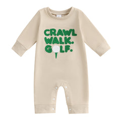 Baby Boy Golf Embroidered Long Sleeve Romper