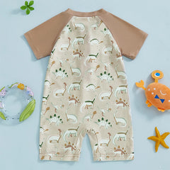 Baby Boy Dino Print Rash Guard Swimsuit