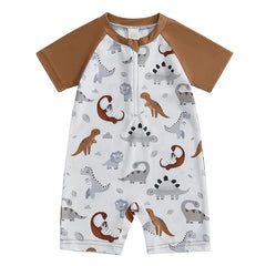 Baby Boy Dino Print Rash Guard Swimsuit