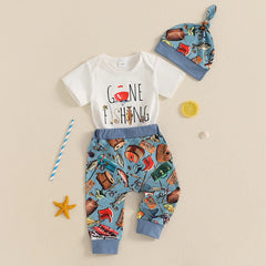 Newborn Baby Boy Fishing Outfit 3-Piece Set | Comfy Tummies