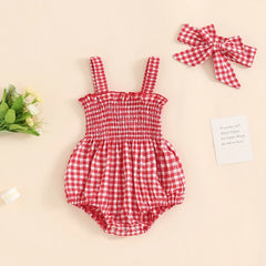 Baby Girl Summer Floral Plaid Onesie